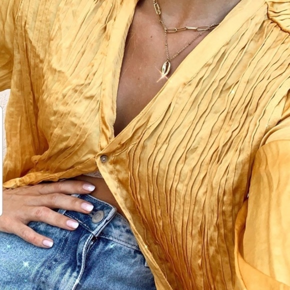 “set” Zara Mustard Wrinkle Look Dress /Pants NWT - Picture 13 of 16